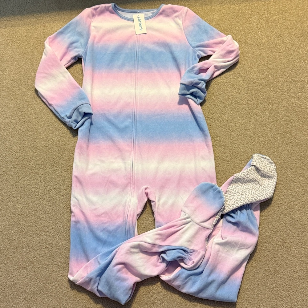 NWT 14 tie dye ombre pajamas sleeper footed unionsuit carters girls winter fall